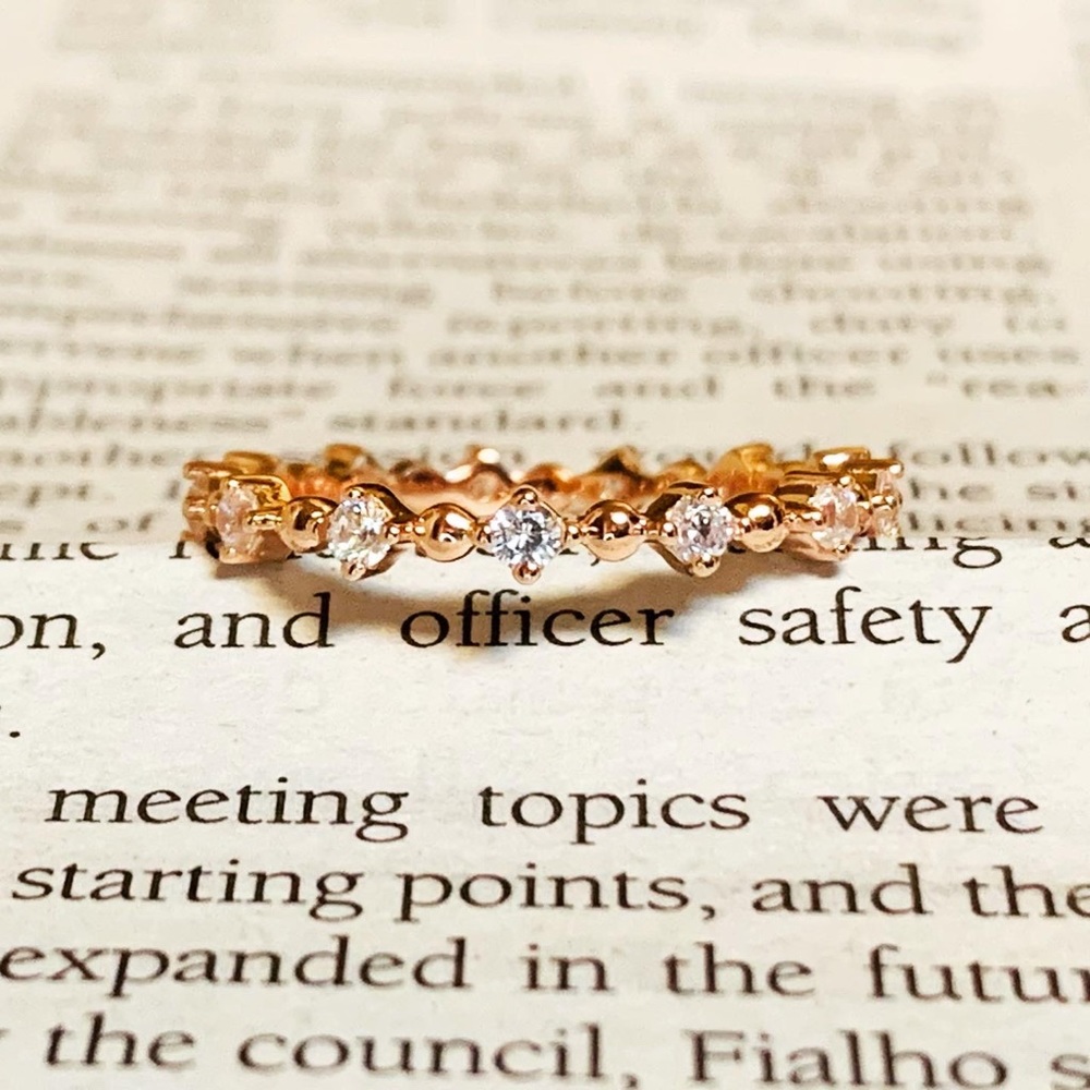 Rose Gold Sterling Silver Eternity Thin CZ Ring